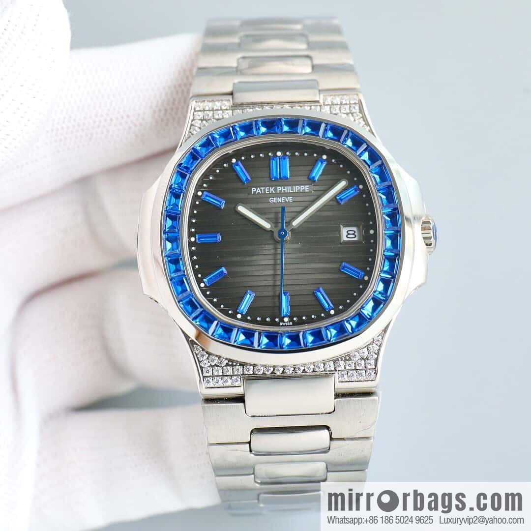 T square diamond ring literal steel belt - Patek Philippe Nautilus 5711 diamond-encrusted limited edition series Cal.324 movement watch
