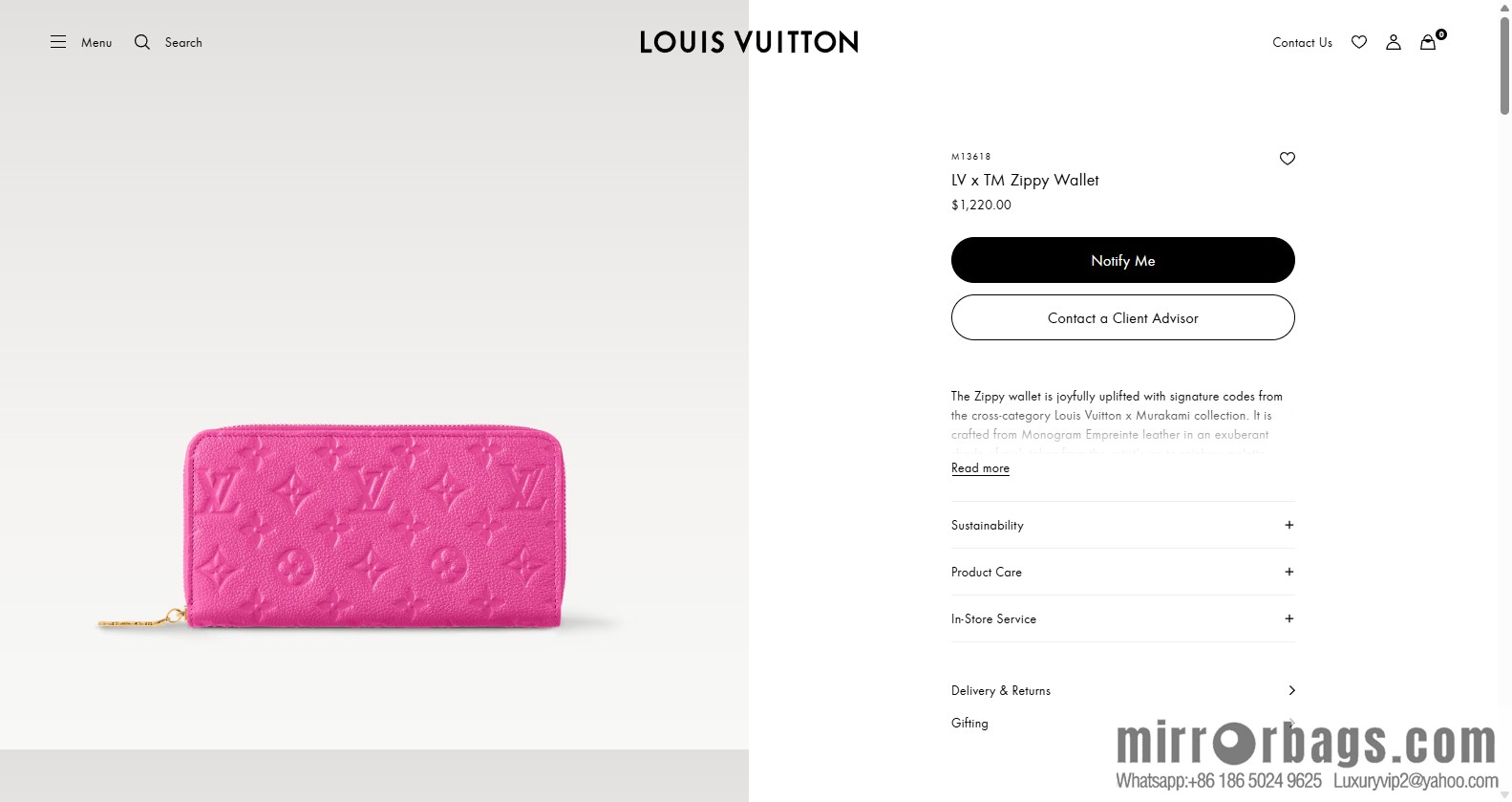 LV M13618 LV x TM Zippy Wallet