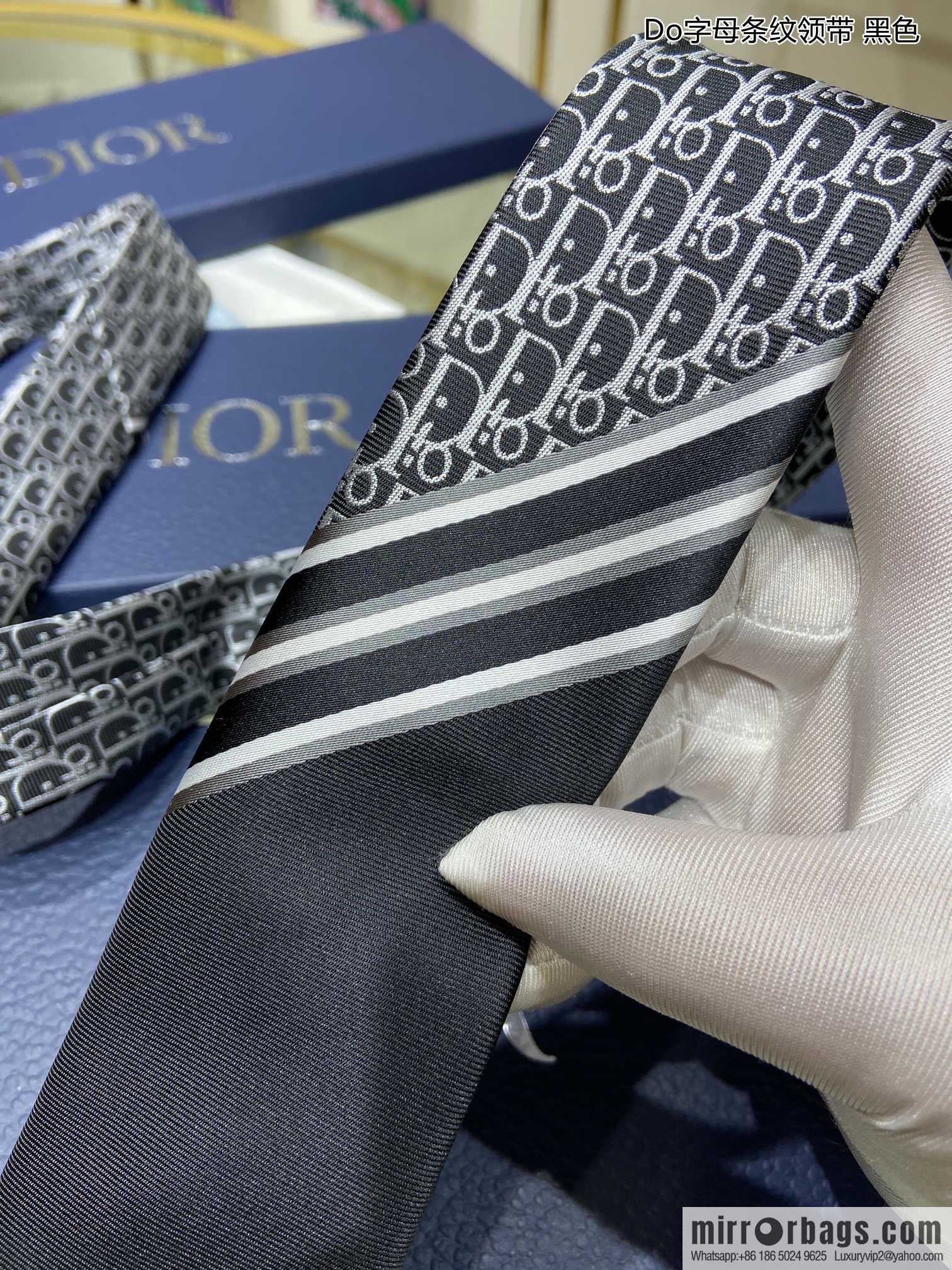 Dior 100% Top Handmade Custom Do Letter Striped Tie