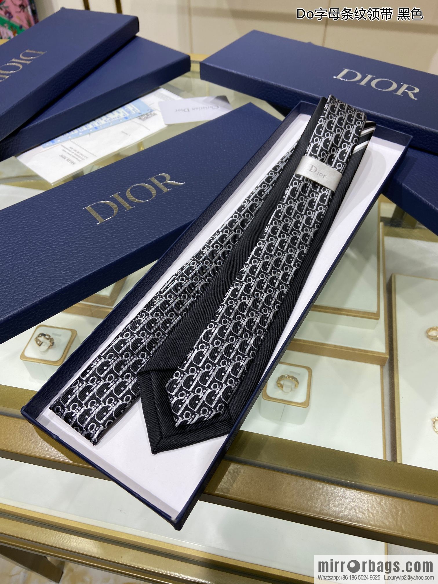 Dior 100% Top Handmade Custom Do Letter Striped Tie