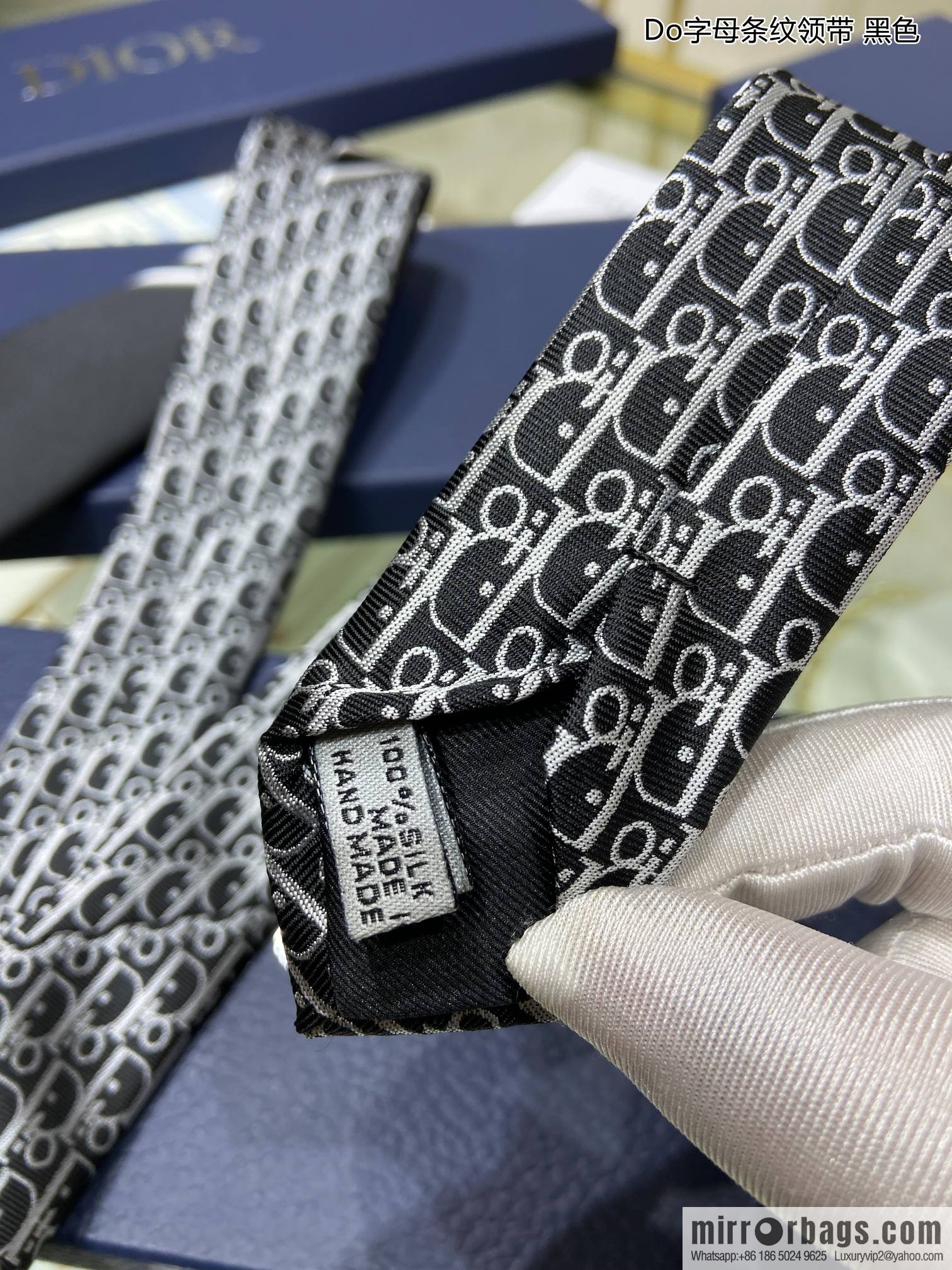 Dior 100% Top Handmade Custom Do Letter Striped Tie