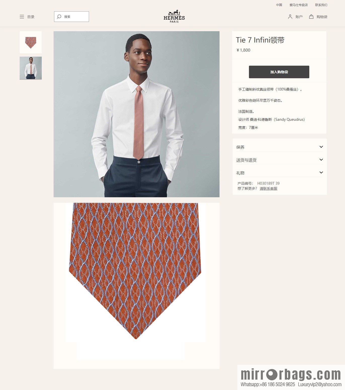 Hermes 100% Premium Twill Silk Mesh Print Tie