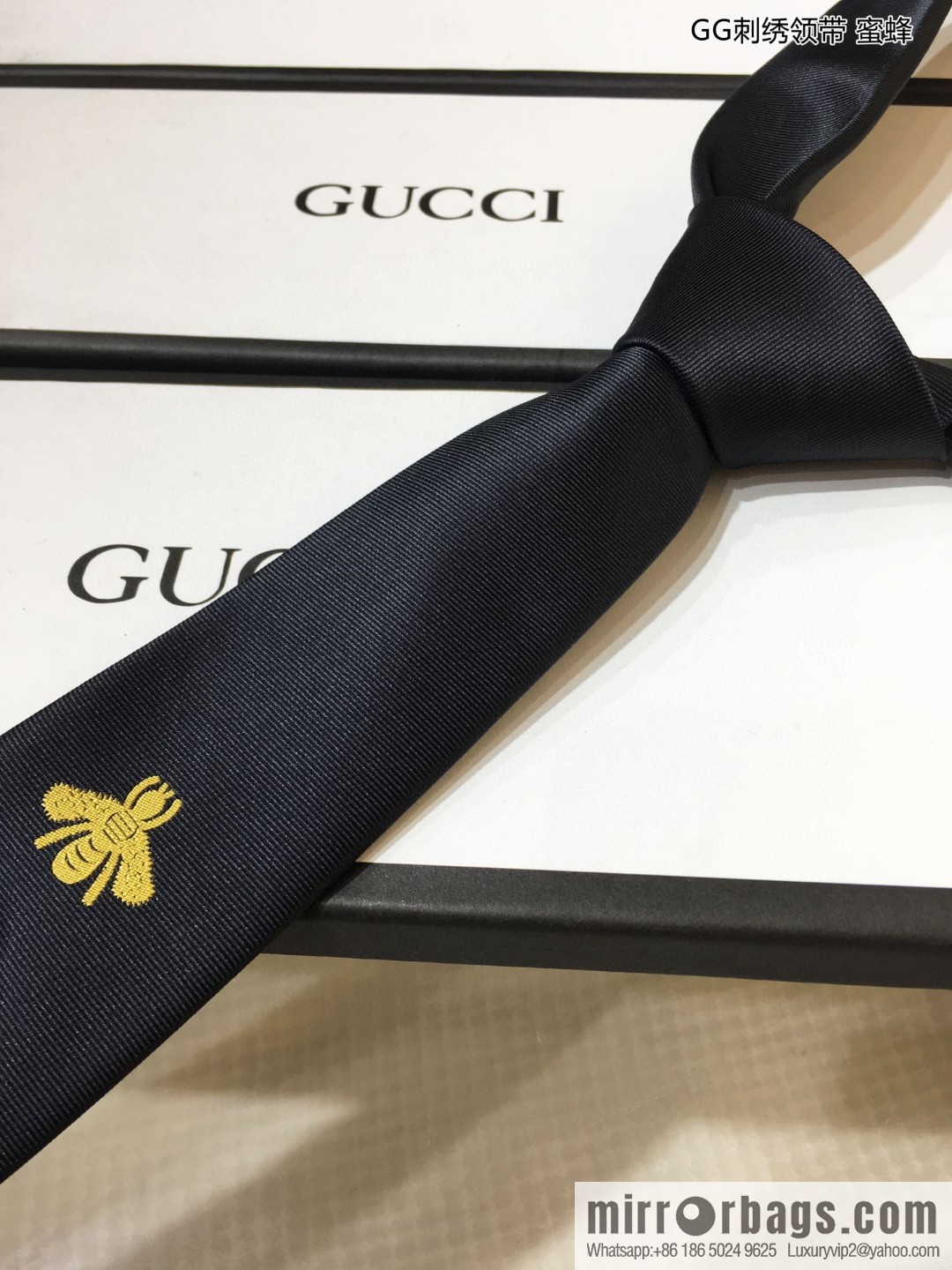 GUCCI Gucci 100% Top Jacquard Silk GG Embroidered Tie