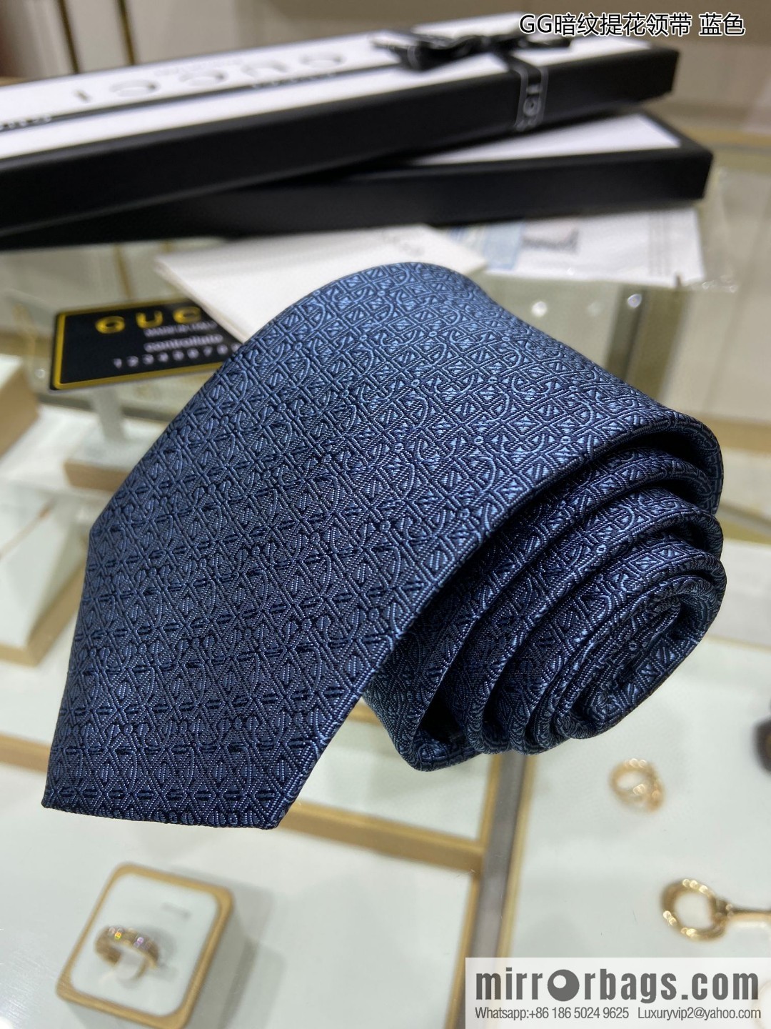GUCCI Gucci 100% Top Jacquard Silk GG Dark Pattern Jacquard Tie