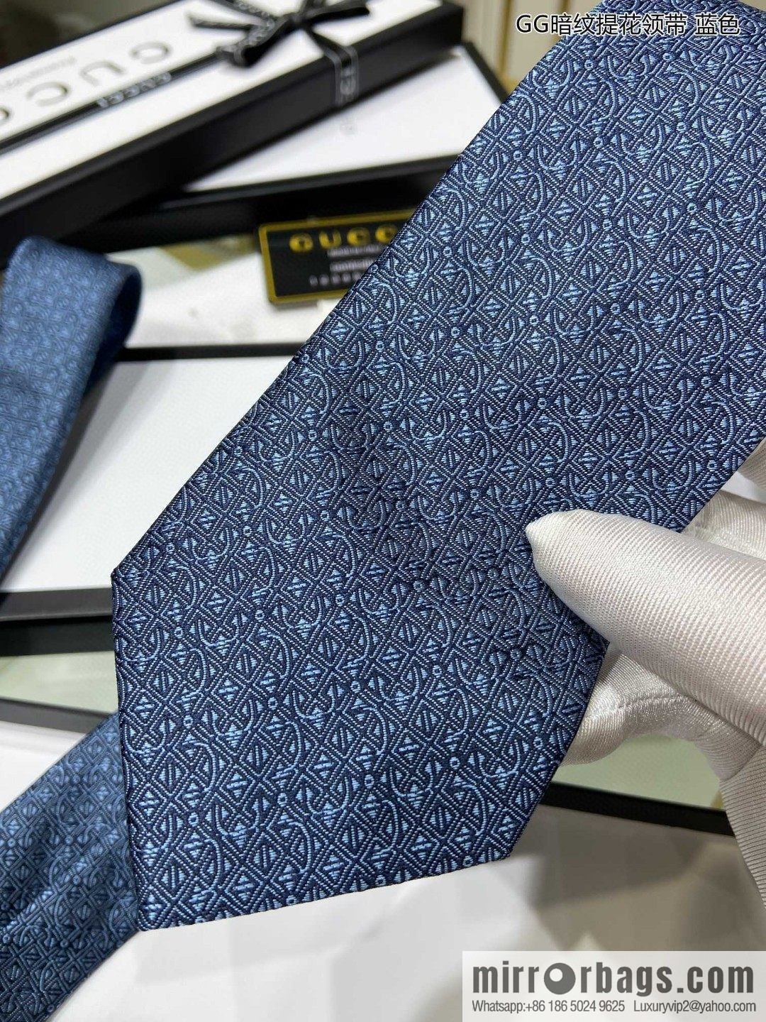 GUCCI Gucci 100% Top Jacquard Silk GG Dark Pattern Jacquard Tie