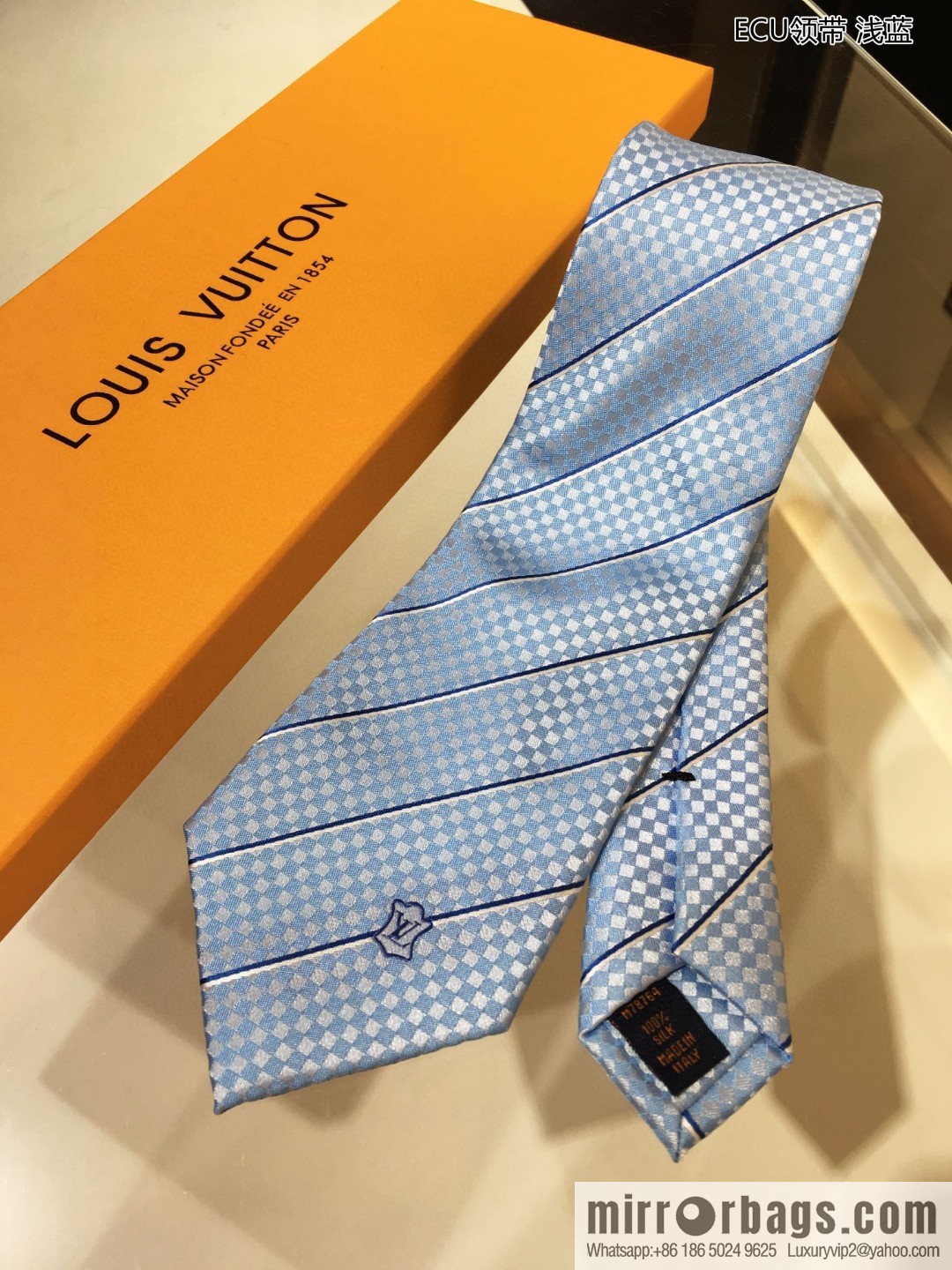 LV Louis Vuitton 100% Top Jacquard Silk ECU Tie M78756