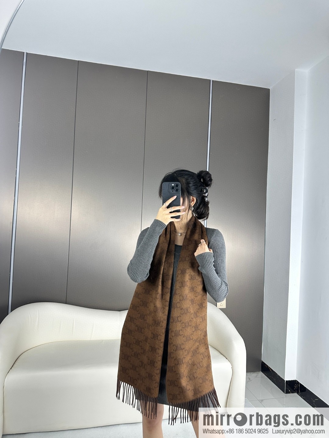 CELINE 2023 new cashmere Arc de Triomphe scarf