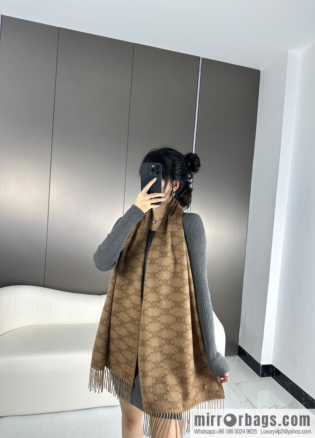 CELINE 2023 new cashmere Arc de Triomphe scarf