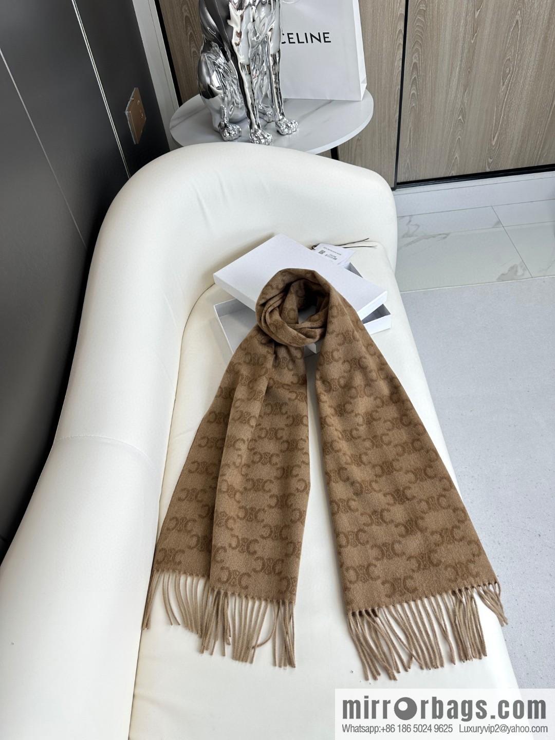 CELINE 2023 new cashmere Arc de Triomphe scarf