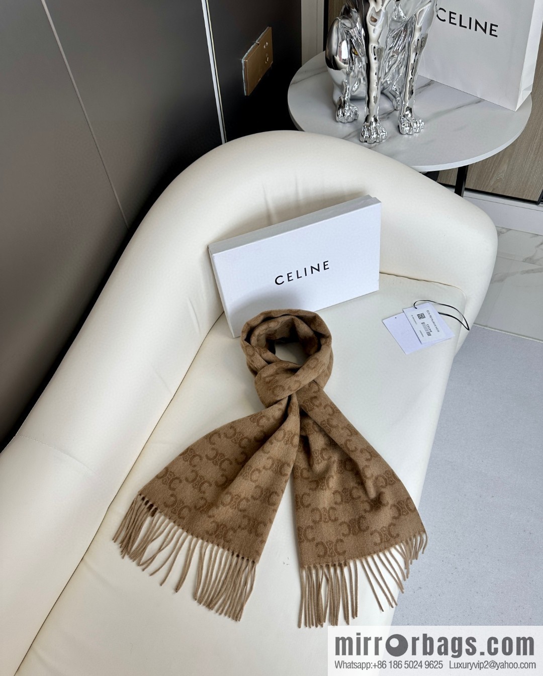 CELINE 2023 new cashmere Arc de Triomphe scarf