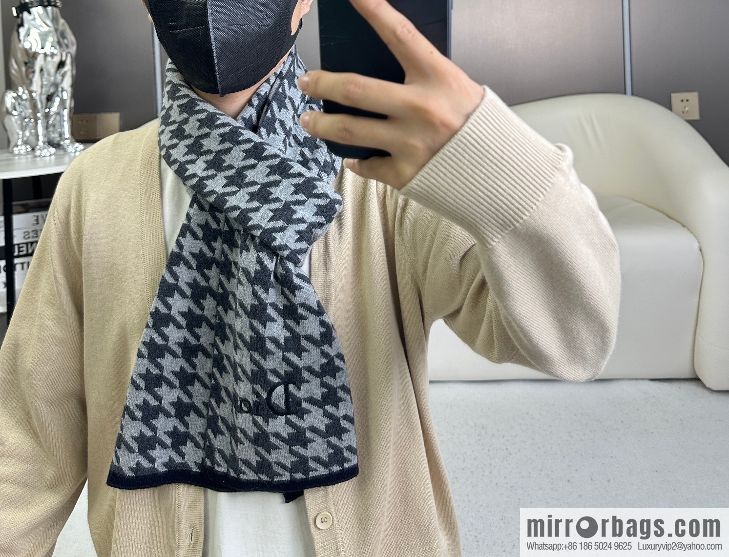 DIOR 2023 Thousand Birds Jacquard, Men's and Women's Knitted Cashmere Scarf