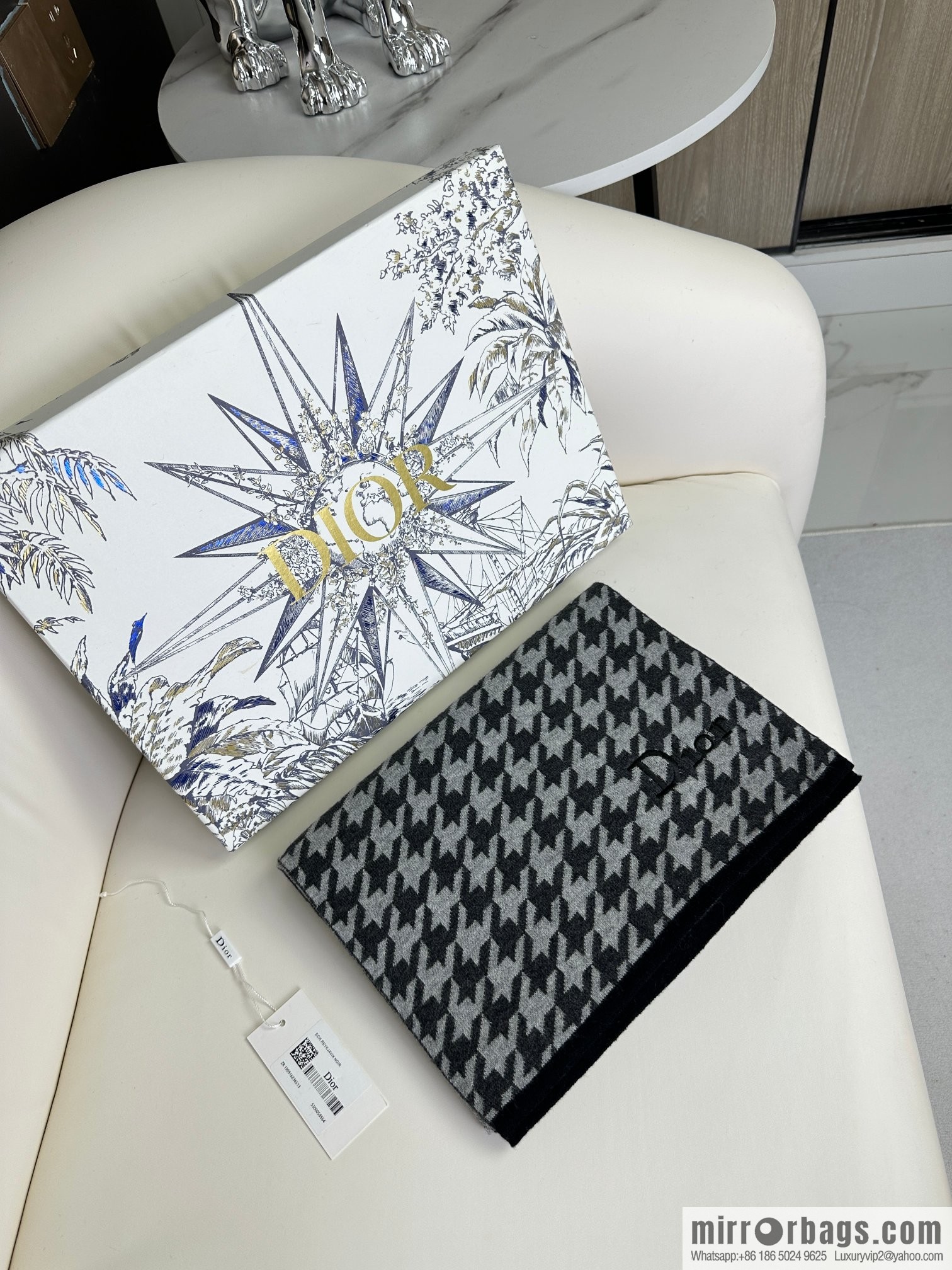 DIOR 2023 Thousand Birds Jacquard, Men's and Women's Knitted Cashmere Scarf