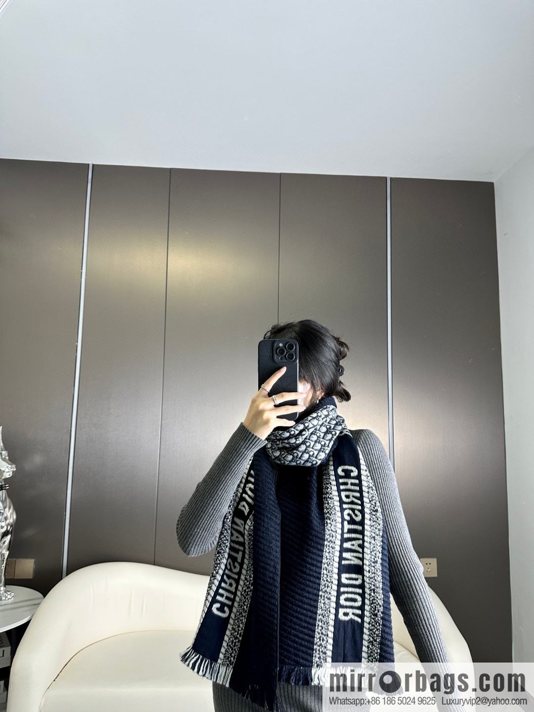DIOR Oblique Printed Double Sided Scarf