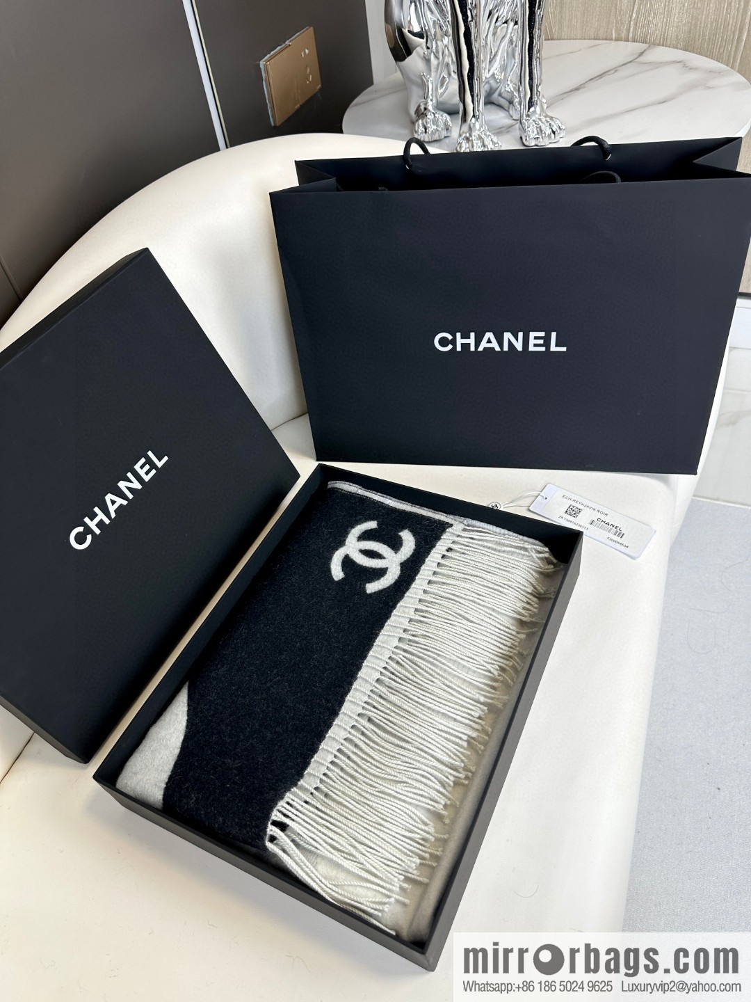CHANEL gradual change double-sided scarf shawl