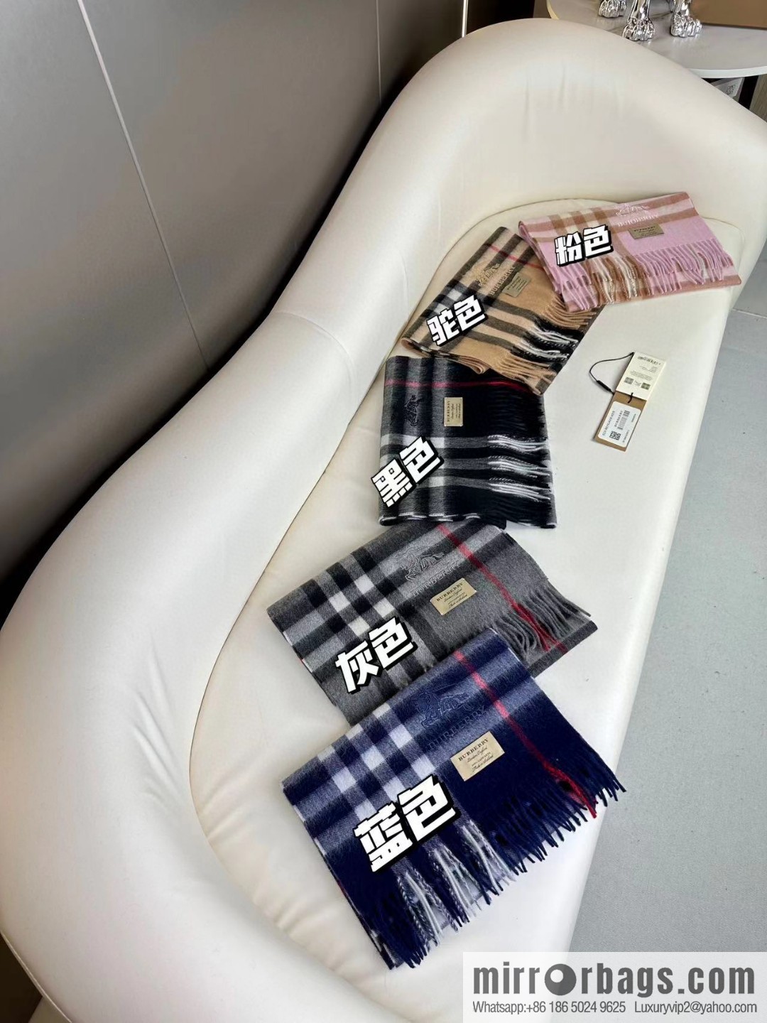 Burberry, embroidered war horse, cashmere checked scarf