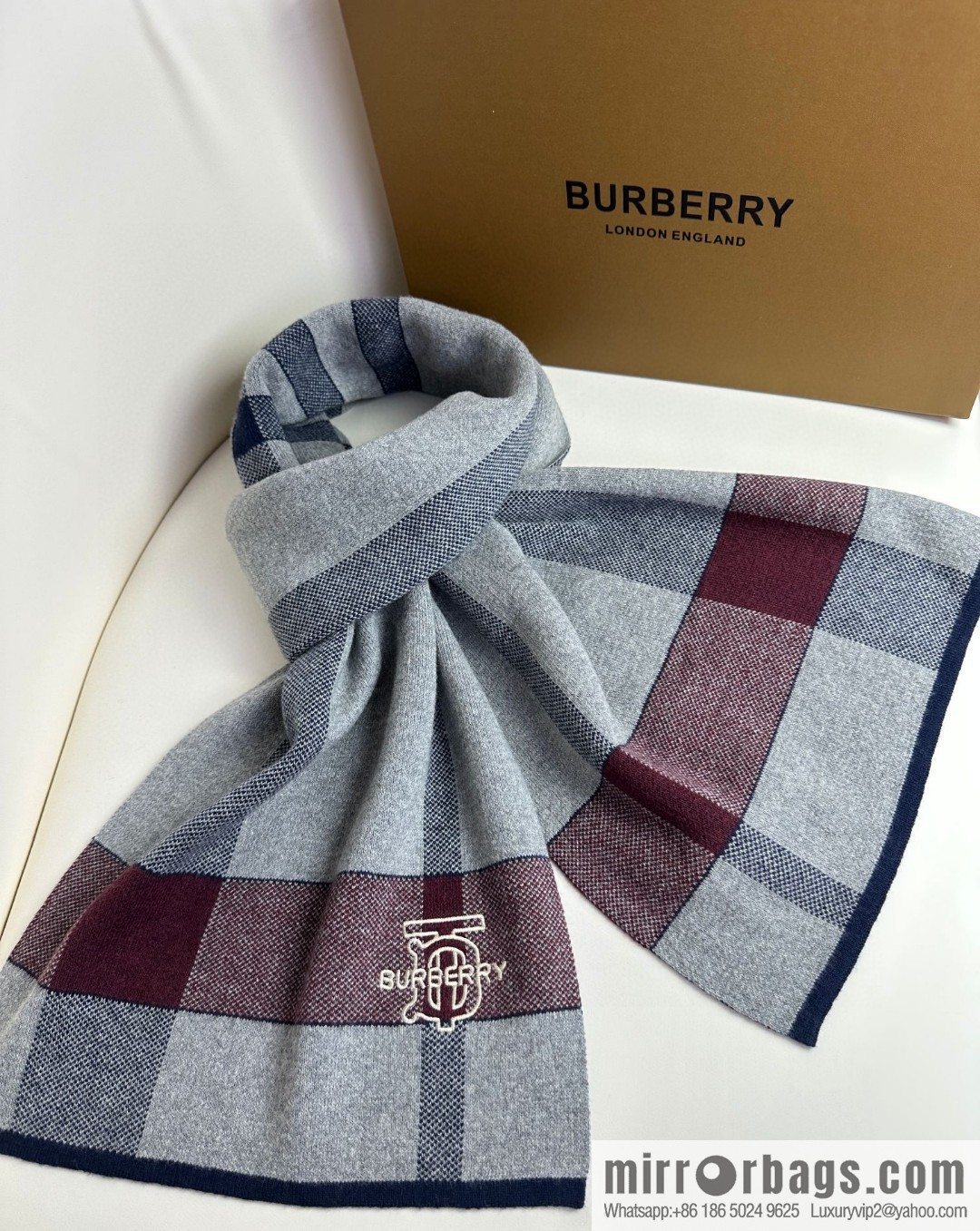 Burberry Burberry TB Cashmere Checked Men's Scarf