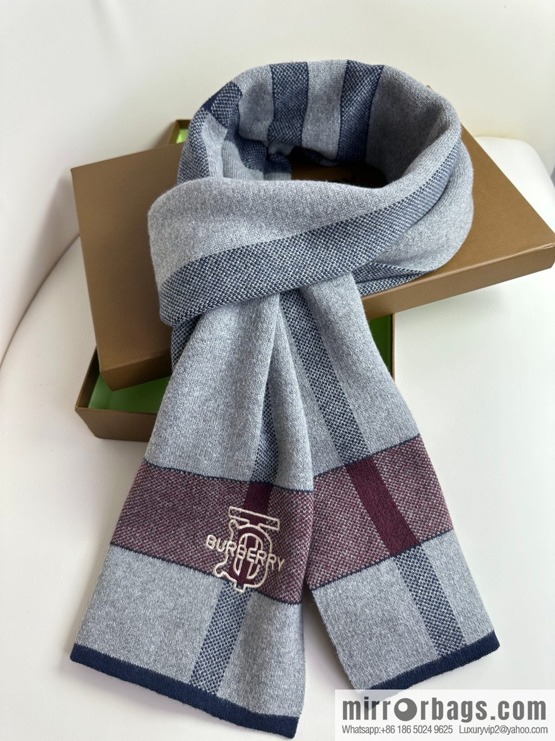 Burberry Burberry TB Cashmere Checked Men's Scarf