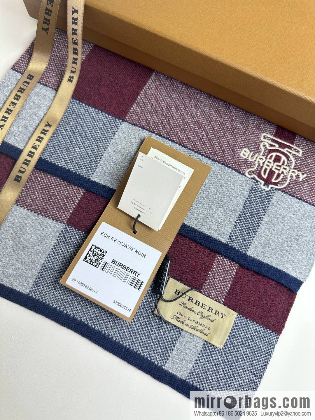 Burberry Burberry TB Cashmere Checked Men's Scarf