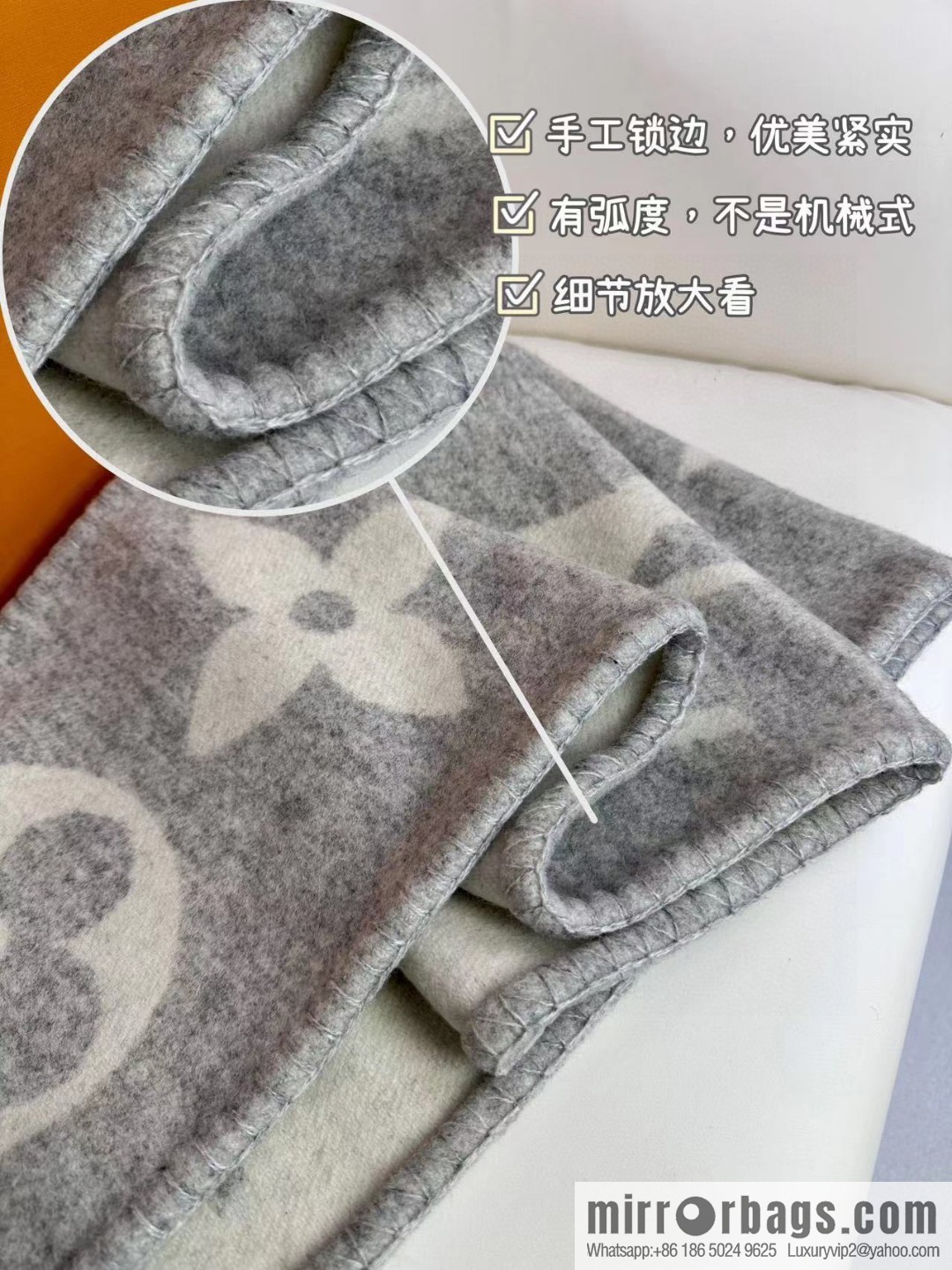 LV wool knitted jacquard, classic pattern, cashmere scarf