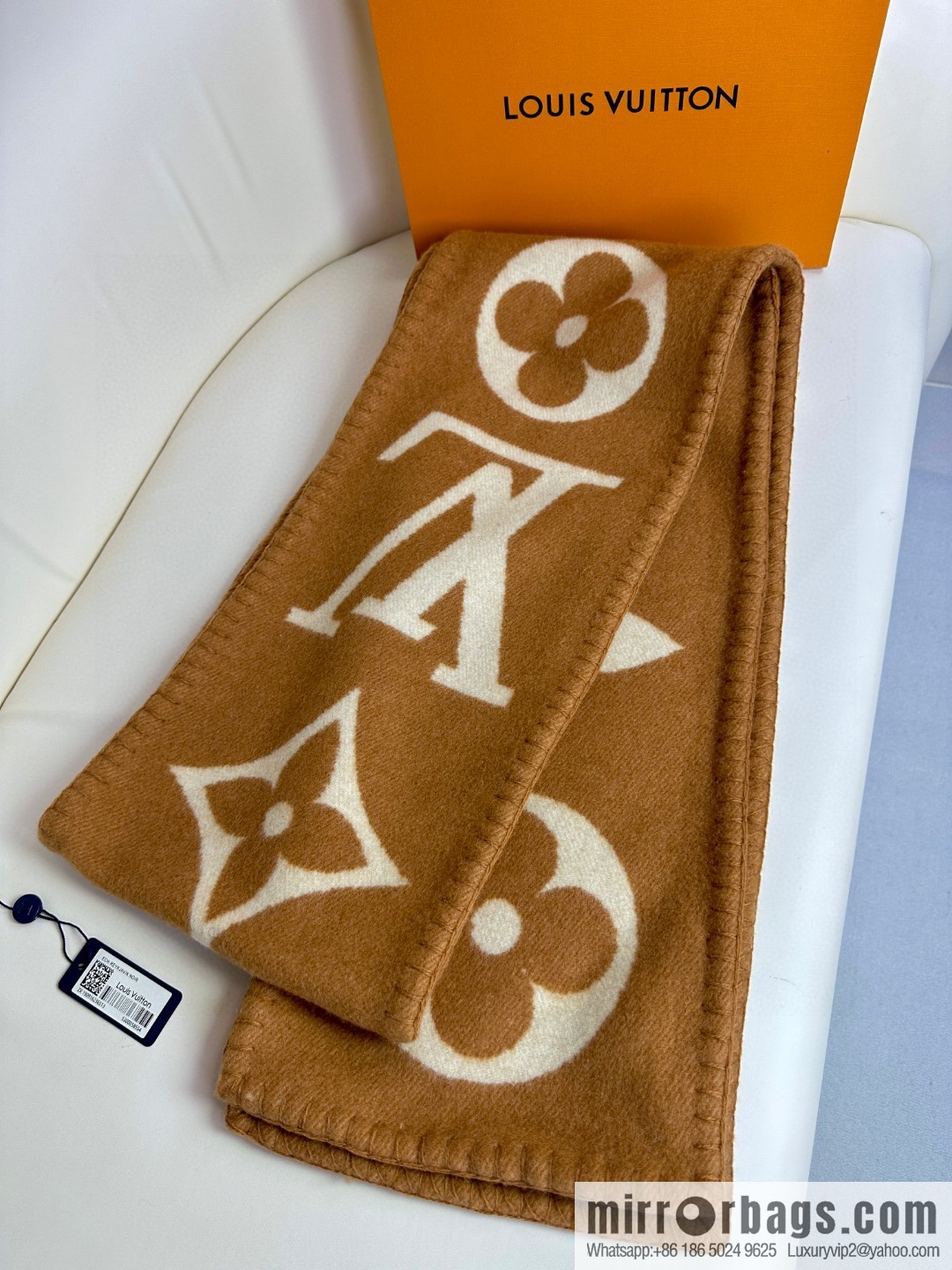 LV wool knitted jacquard, classic pattern, cashmere scarf