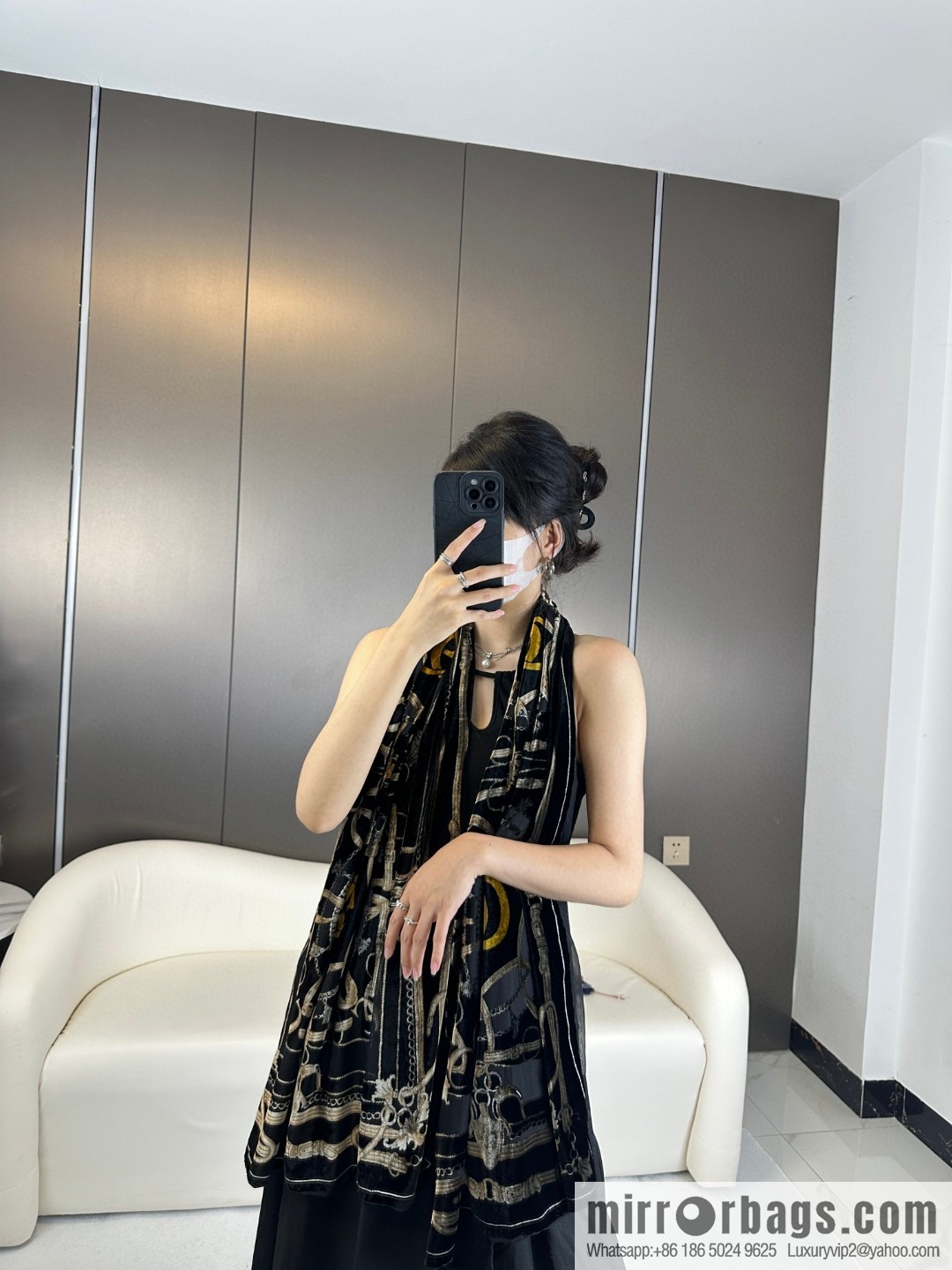 GUCCI silk plus cashmere long towel