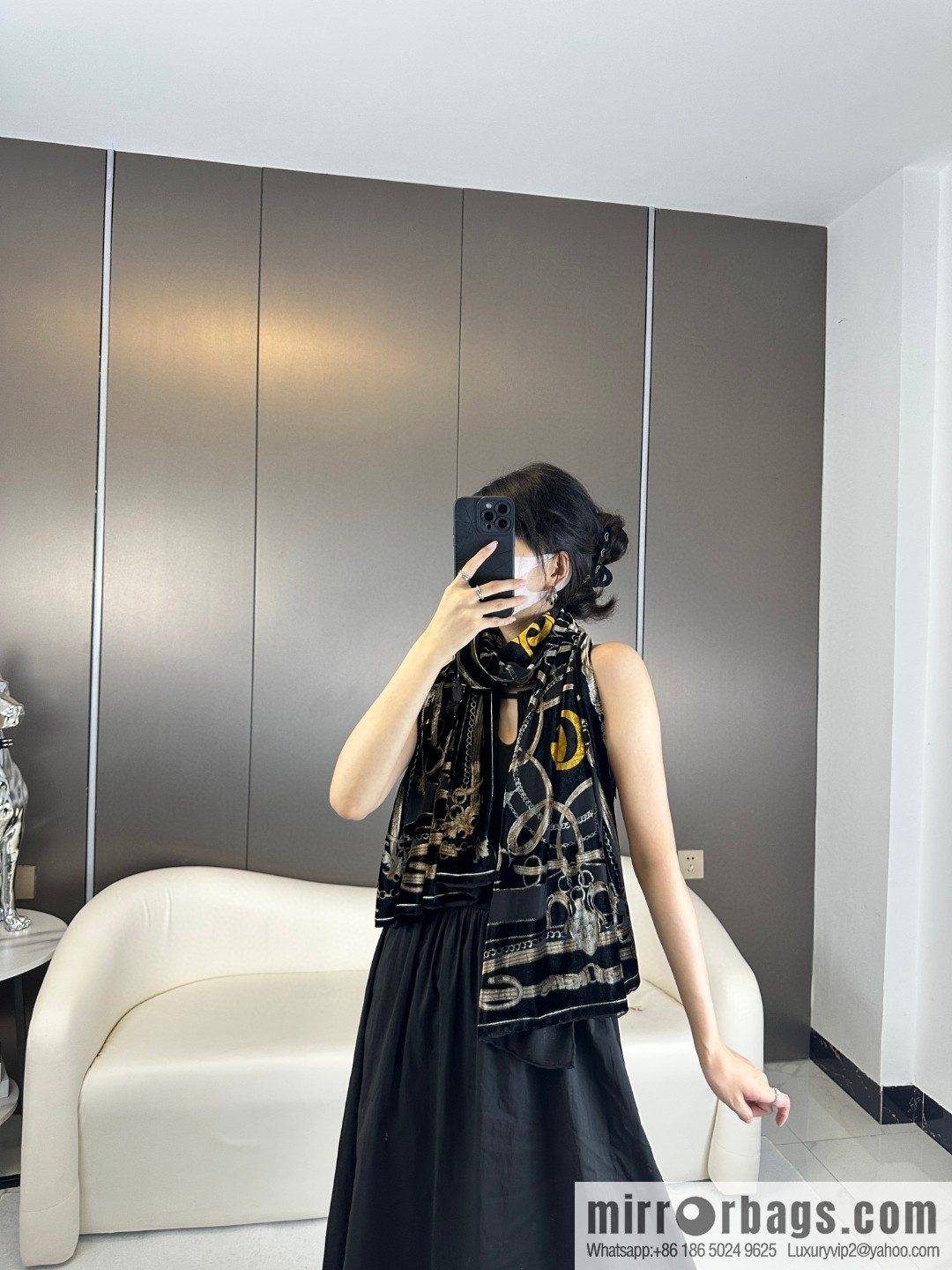 GUCCI silk plus cashmere long towel