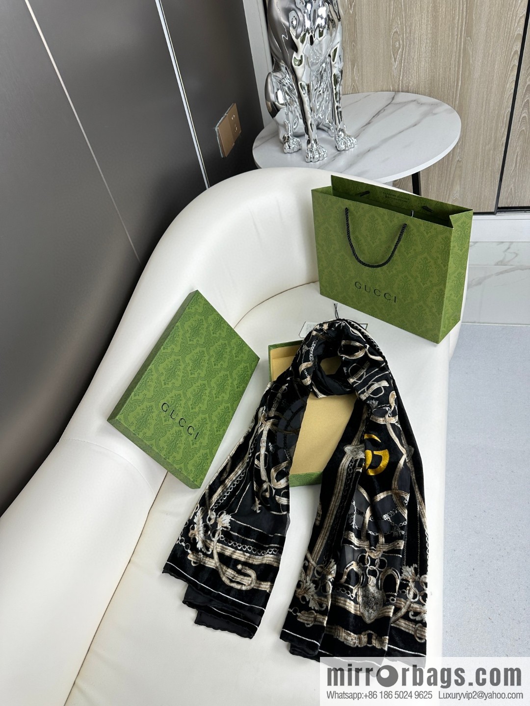 GUCCI silk plus cashmere long towel