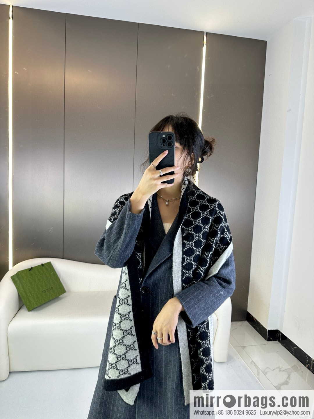 GUCCI 2023 new men's and women's same knitted scarf