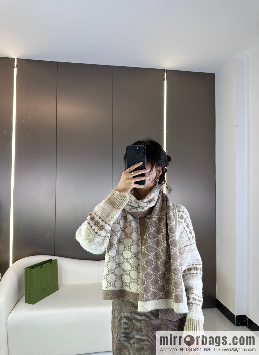 GUCCI 2023 new men's and women's same knitted scarf