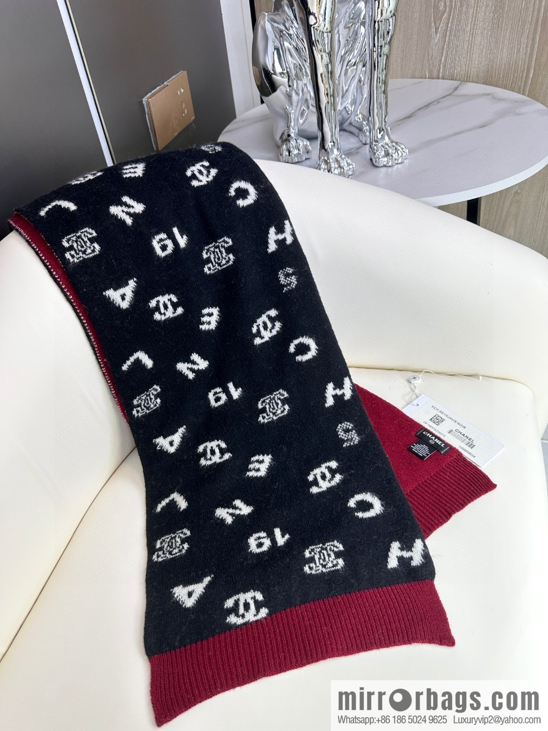 CHANEL counter cashmere scarf