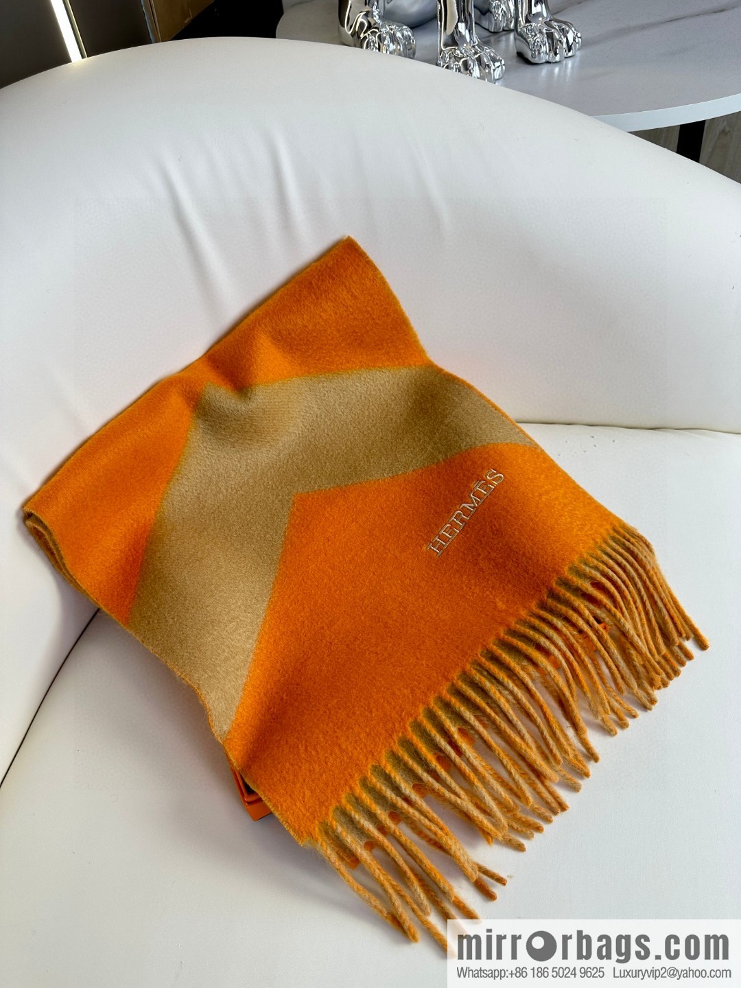 Hermès double-sided jacquard thickened fringed scarf