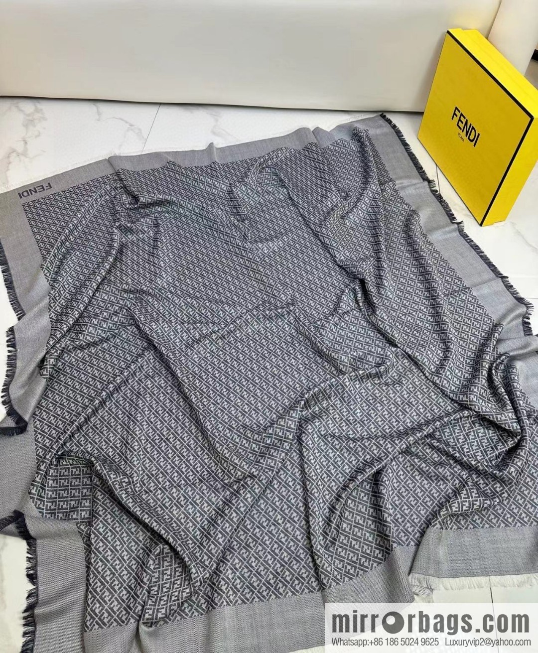 FENDI mulberry silk + lamb wool blend material, new square towel