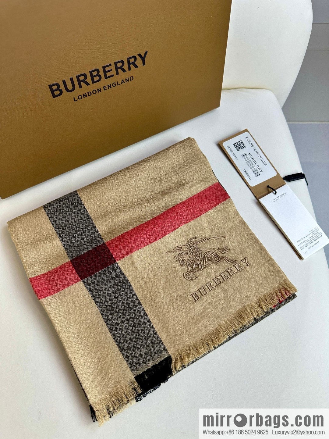 Burberry, Classic Checked Thin Diamond Velvet Scarf