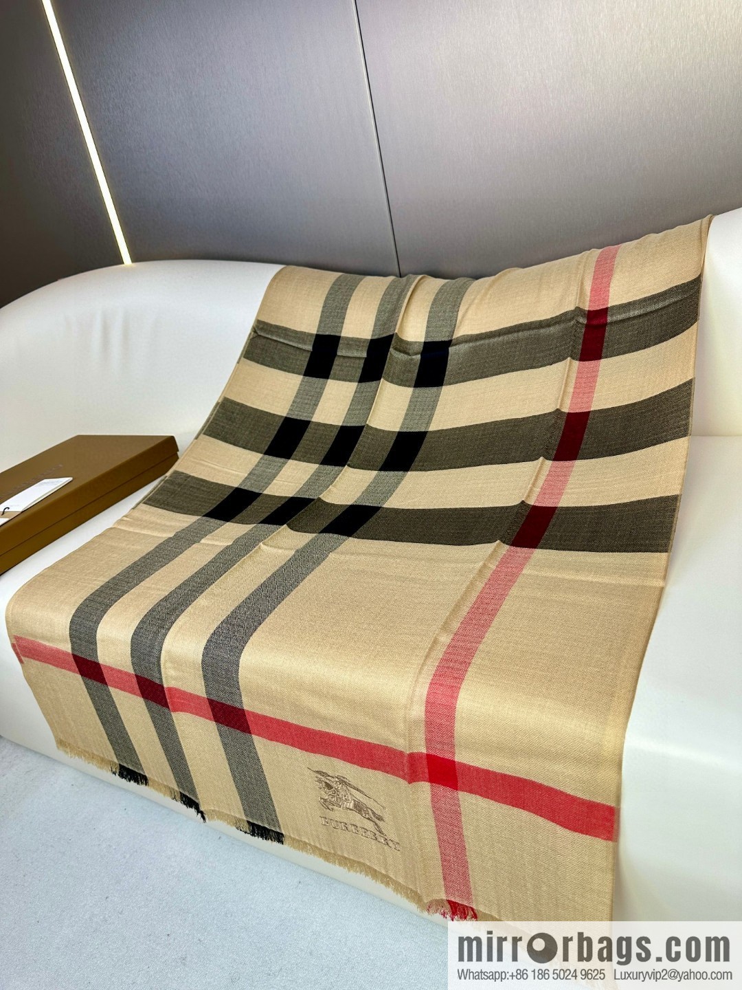 Burberry, Classic Checked Thin Diamond Velvet Scarf