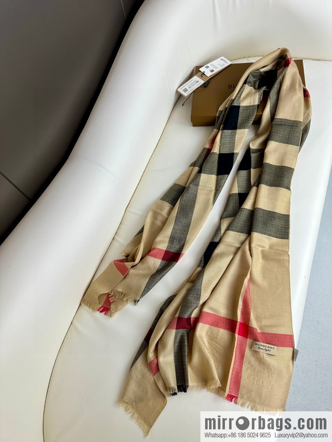 Burberry, Classic Checked Thin Diamond Velvet Scarf