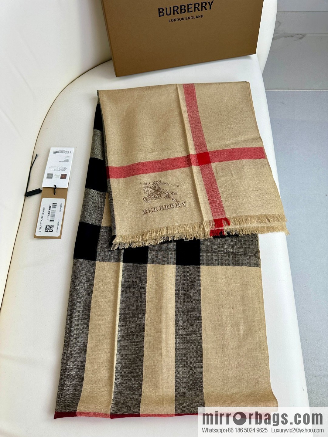 Burberry, Classic Checked Thin Diamond Velvet Scarf