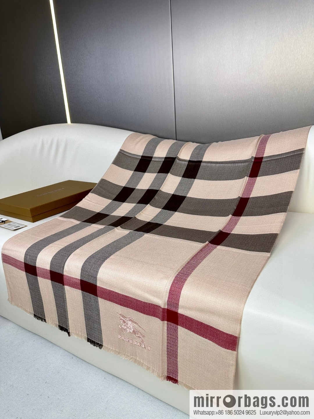 Burberry, Classic Checked Thin Diamond Velvet Scarf