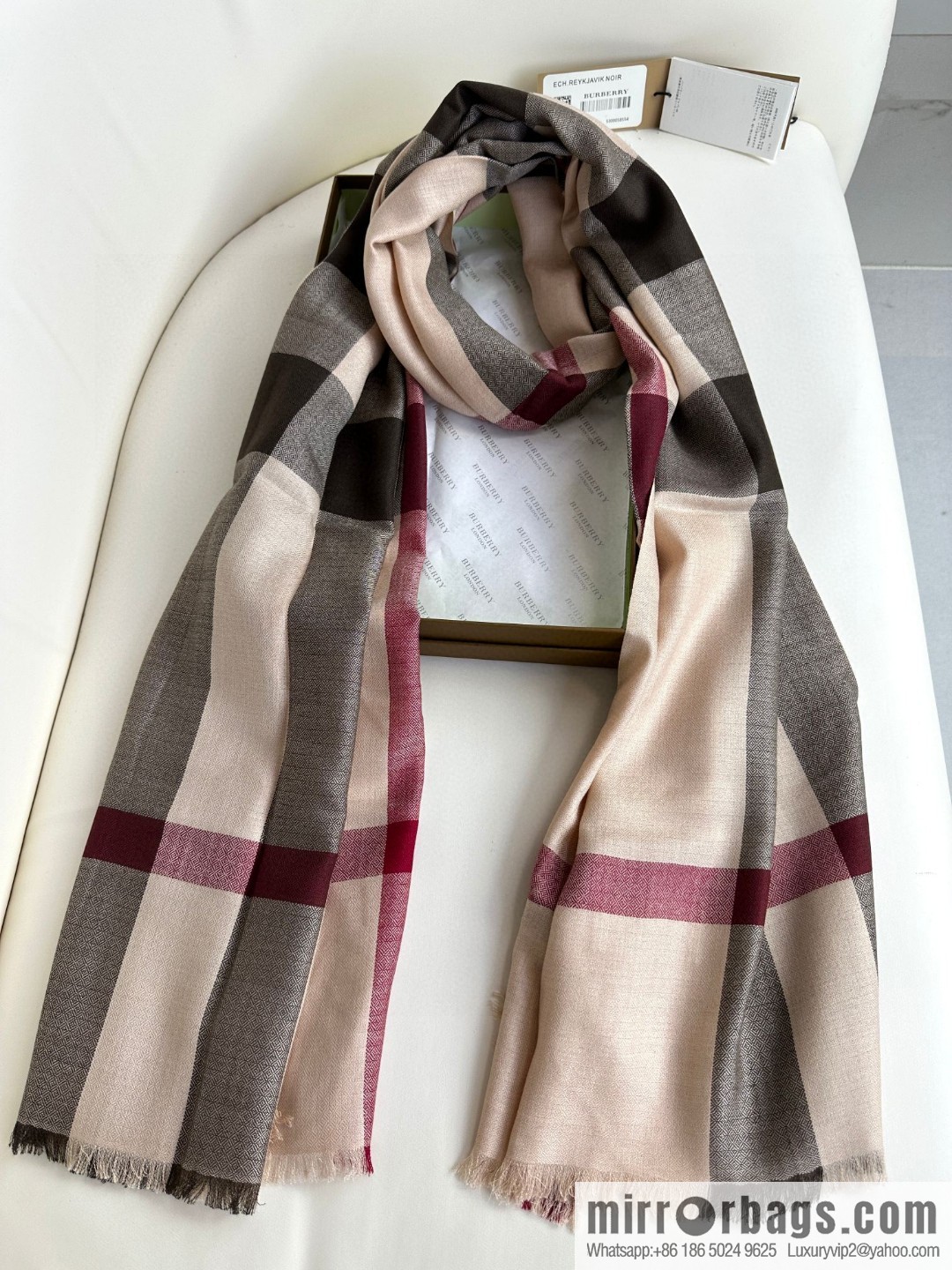 Burberry, Classic Checked Thin Diamond Velvet Scarf
