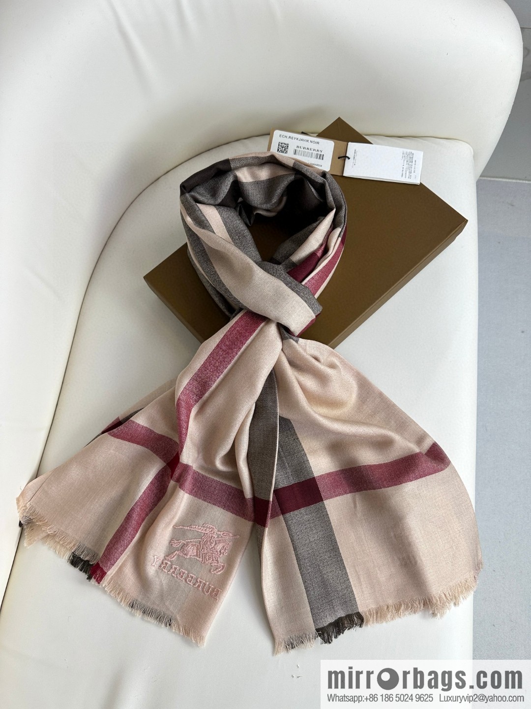 Burberry, Classic Checked Thin Diamond Velvet Scarf