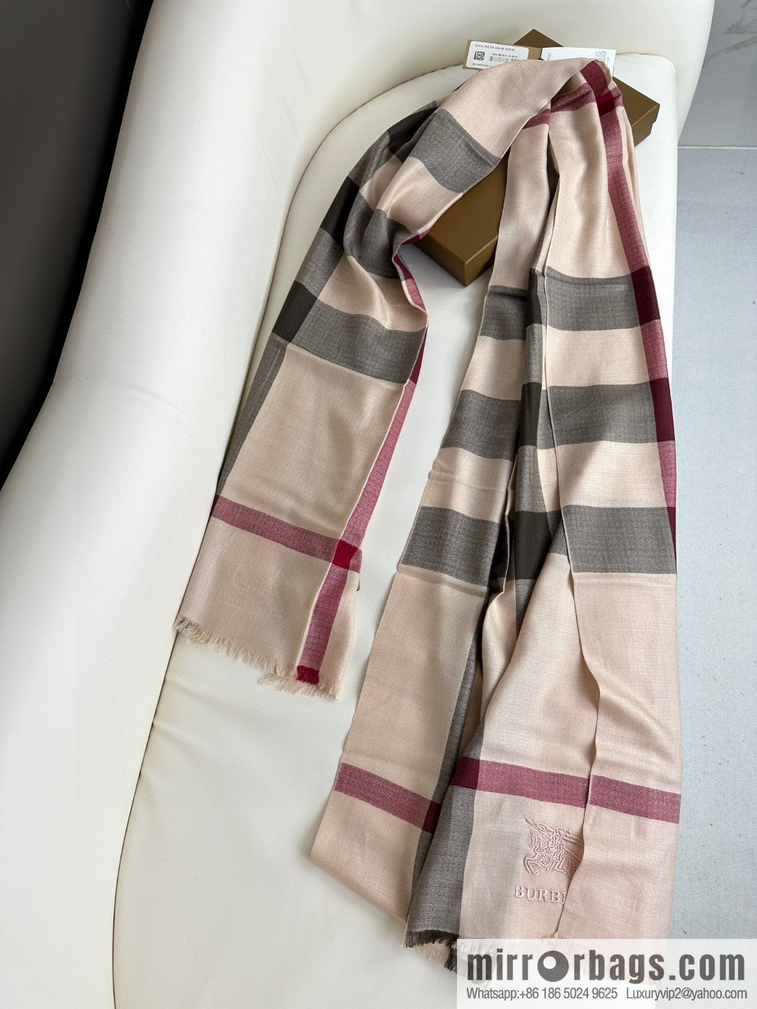 Burberry, Classic Checked Thin Diamond Velvet Scarf