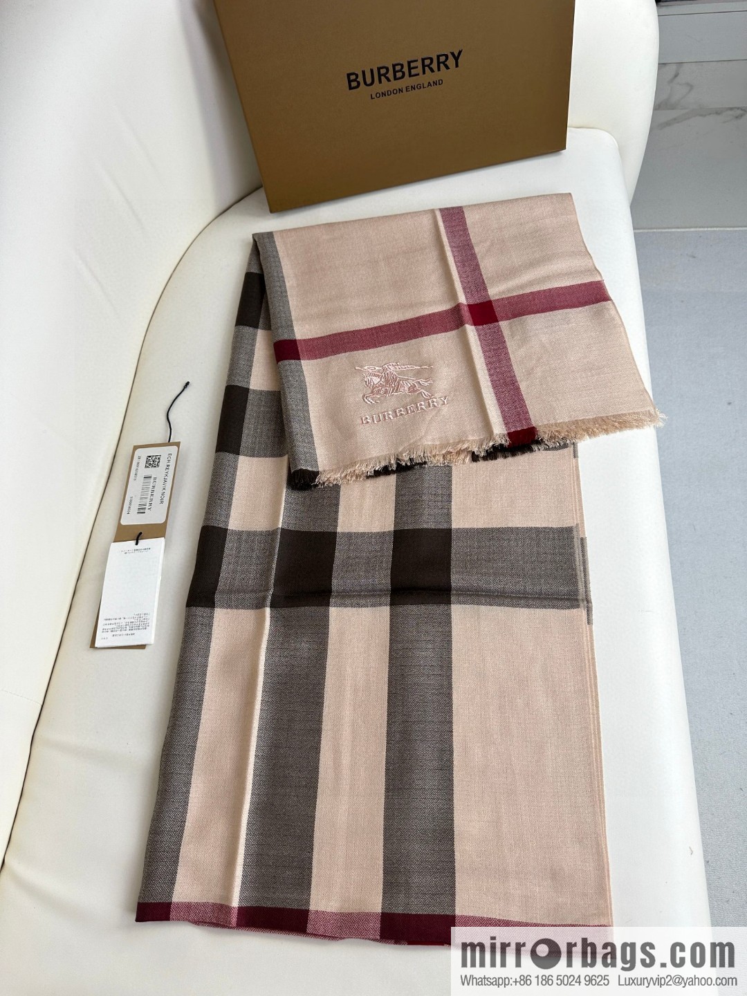 Burberry, Classic Checked Thin Diamond Velvet Scarf