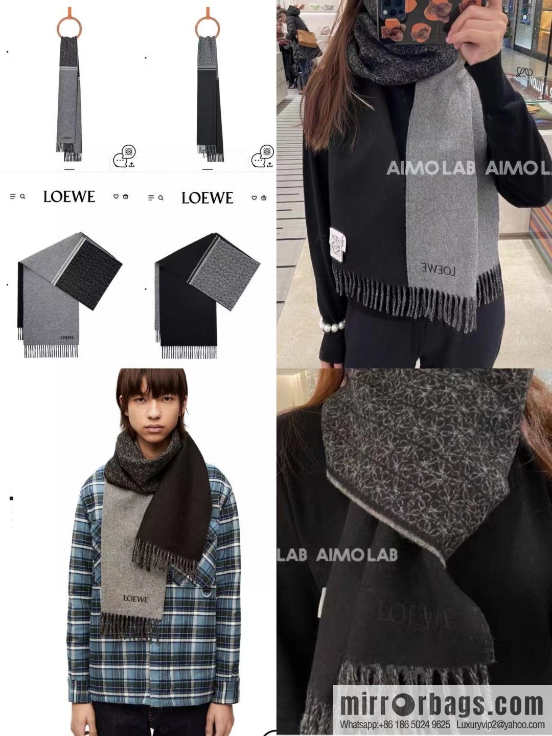 LOEWE Medium Gram Double Sided Wool and Cashmere Blended Double Sided Scarf