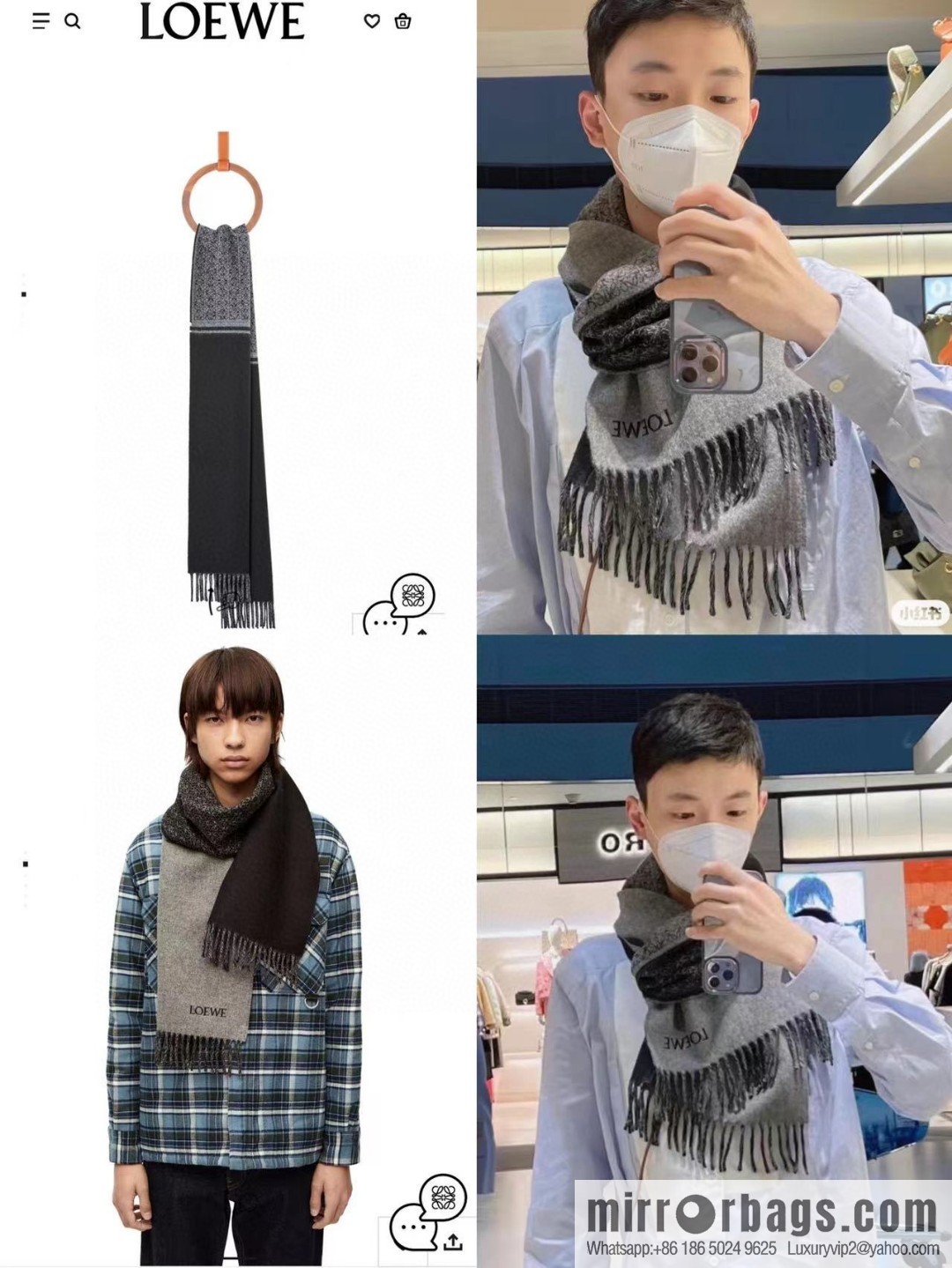 LOEWE Medium Gram Double Sided Wool and Cashmere Blended Double Sided Scarf