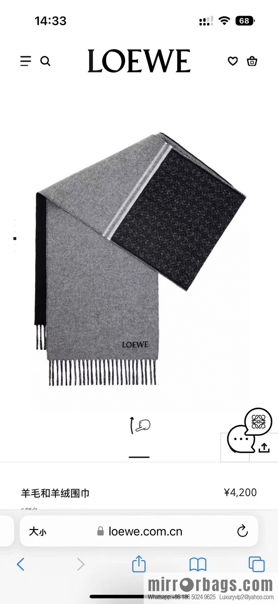 LOEWE Medium Gram Double Sided Wool and Cashmere Blended Double Sided Scarf