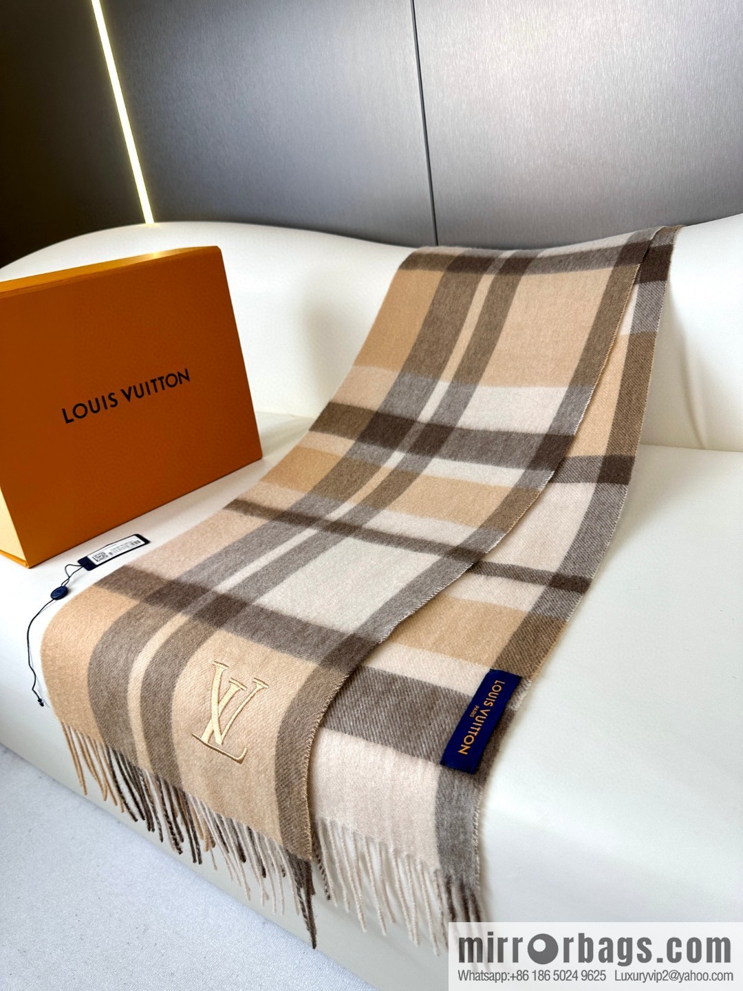LV classic striped plaid, unisex couple cashmere scarf