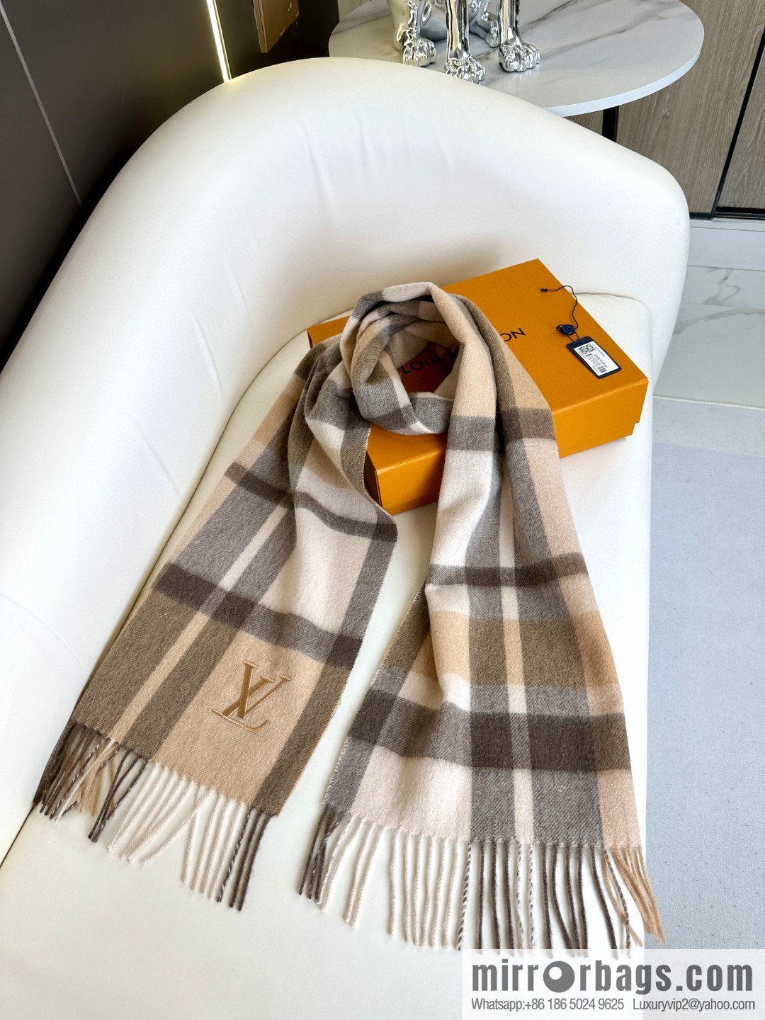 LV classic striped plaid, unisex couple cashmere scarf