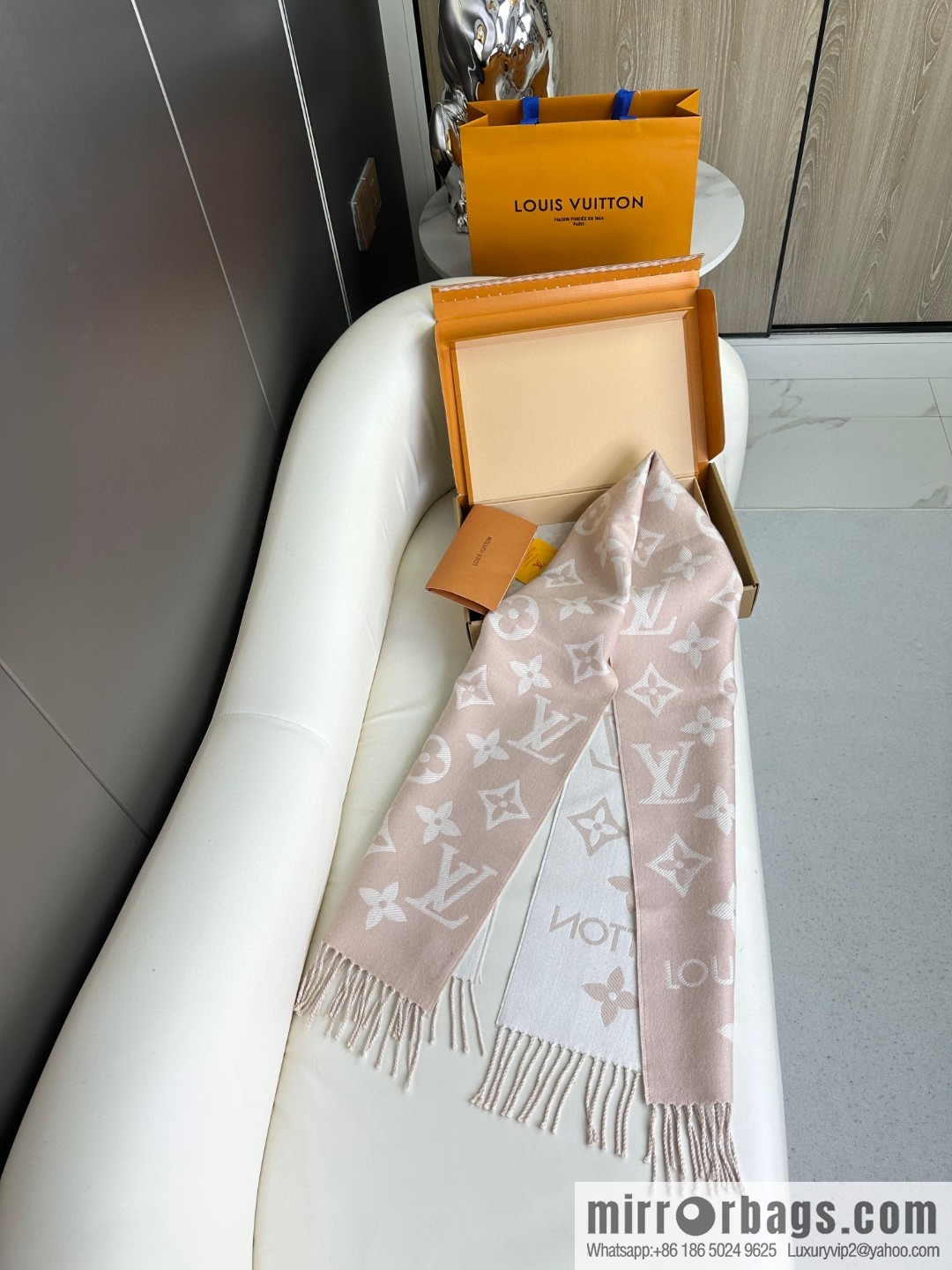 LV Monogram pattern, wool towel