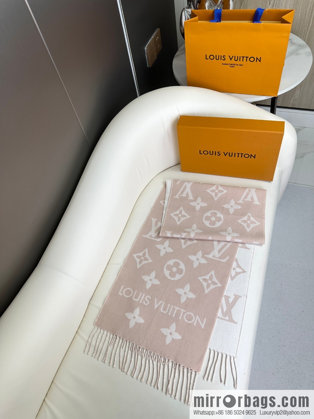 LV Monogram pattern, wool towel
