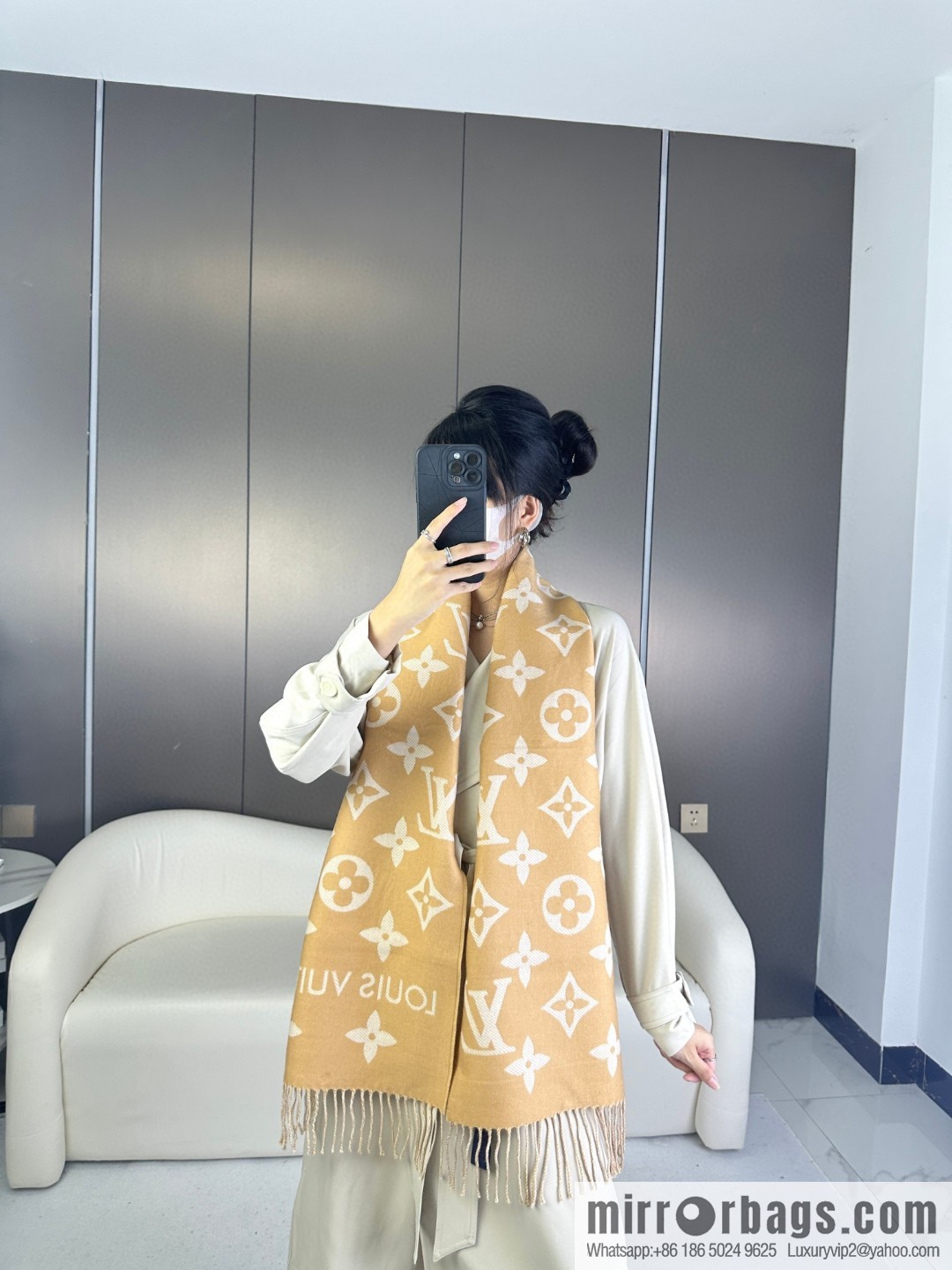 LV Monogram pattern, wool towel