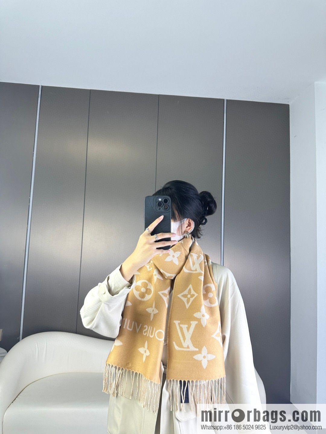 LV Monogram pattern, wool towel
